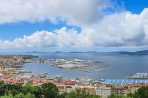 panoramic view Vigo Bay coastal Camino Portugues from Baiona school trip Galicia camino de santiago JWT tours travel