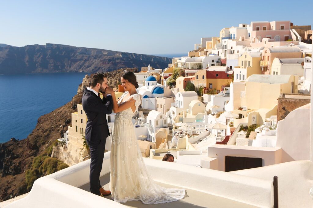 cruise weddings Santorini couple JWT Travel
